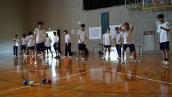 ３年生球技大会　南越特別支援学校と交流しました。